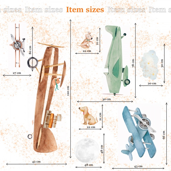 Стікери-патерни Lipastick Літаки 120х80 см 15082113