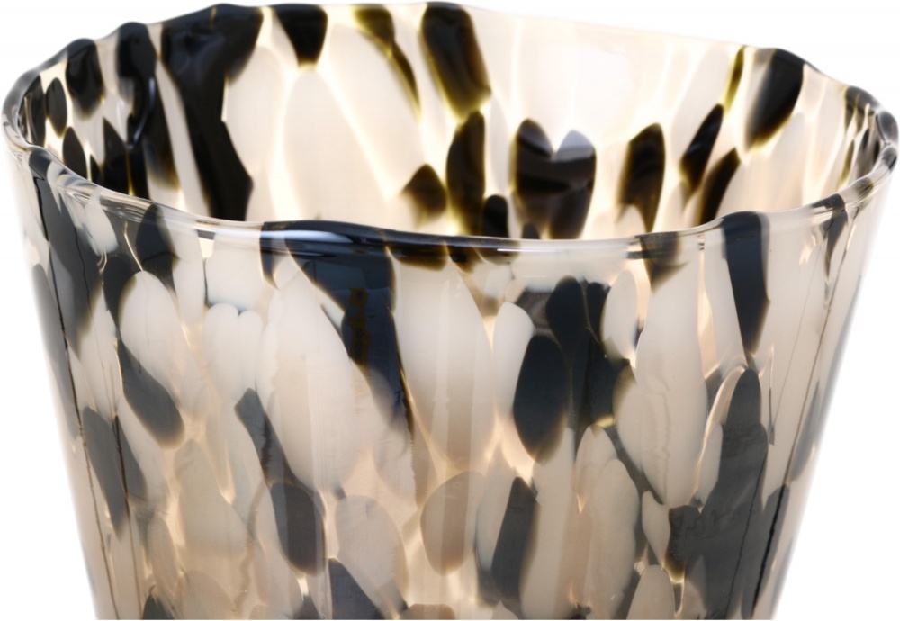 Ваза стеклянная Wrzesniak Glassworks Confetti 16 см черно-белая 27-1061C
