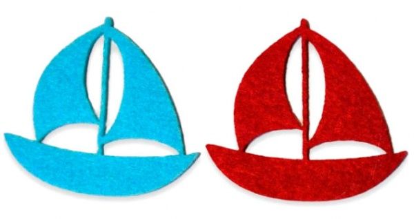 Декор из фетра Кораблики №15 мульти 3 мм, 5.5 см