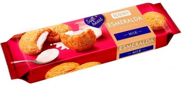 Печиво Roshen здобне Есмеральда soft heart milk 170 г (14 шт) 
