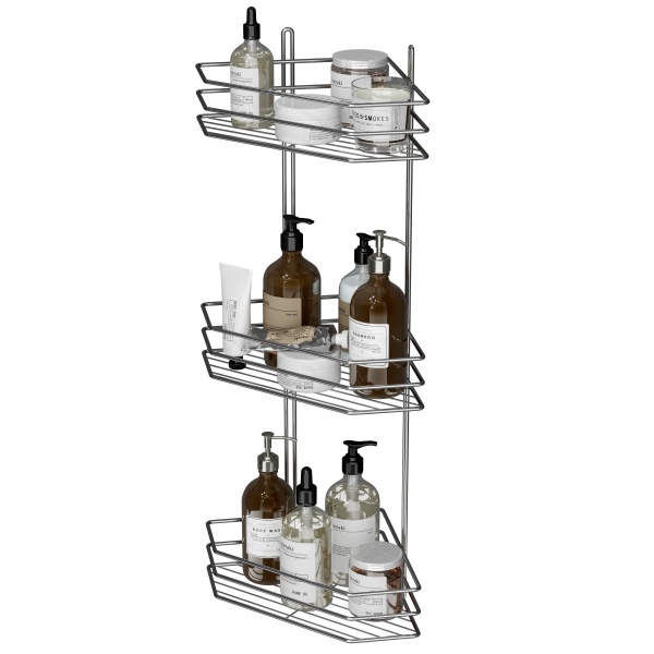 Полиця кутова 3-ярусна 25 см хром 