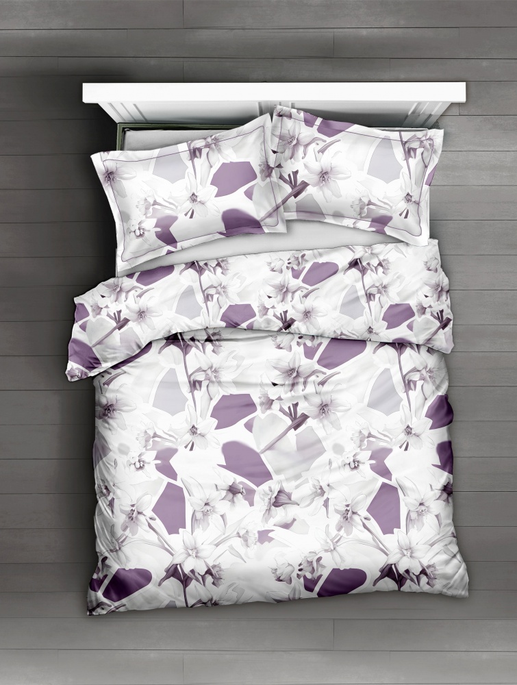 Комплект постільної білизни Apamea 2.0 білий із фіолетовим La Nuit