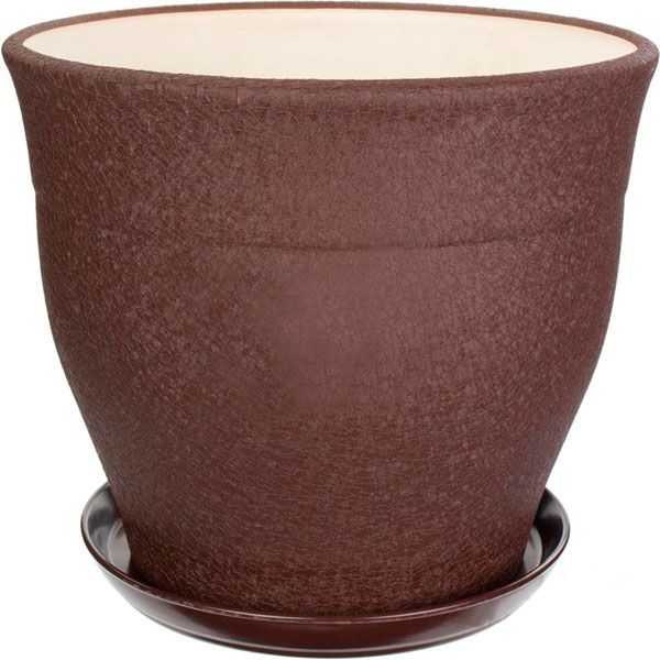 Горшок керамический Ориана-Запорожкерамика Флорис шелк шоколадный круглый 3,5л темно-коричневый (054-3-023) 
