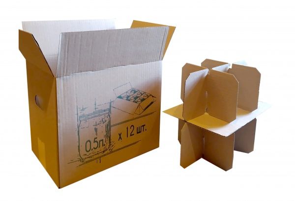 Гофроящик  для 12 банок 0,5 л с комплектом перегородок 275x185x240 мм