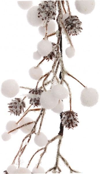 Гірлянда хвойна 0,8м гілка лісова із засніженими шишками 