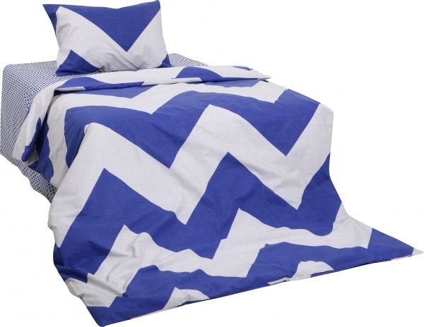Комплект постільної білизни Зигзаг 1,5 синій із білим UP! (Underprice) 