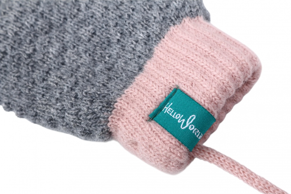 Рукавицы HW для девочек р.10-12 /серо-розовый