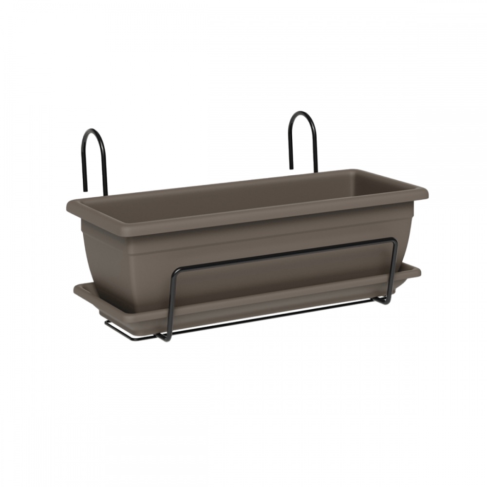 Вазон пластик NARA kit 60×20 см с поддоном прямоугольный серо-коричневый 12 л TeraPlast (33169060406)