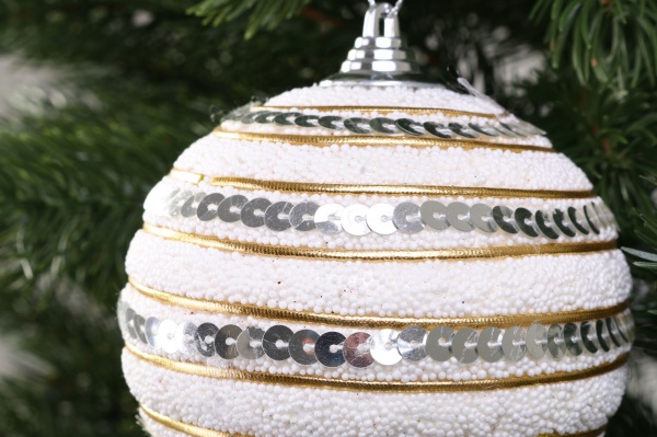 Шар новогодний SD019-51 d 100 мм белый