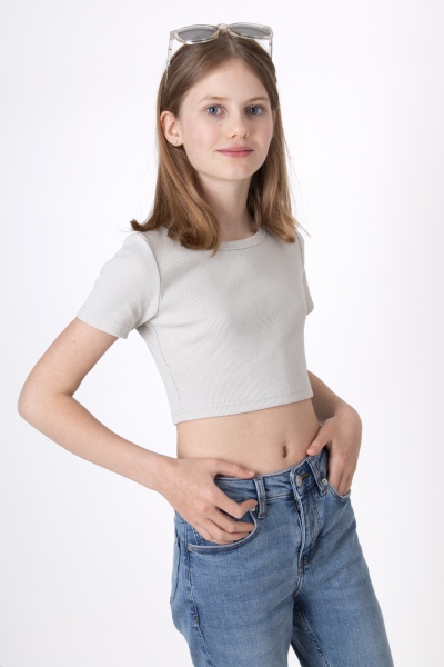 Кроп-топ для дівчаток Mevis р.140 сірий 4605-12 