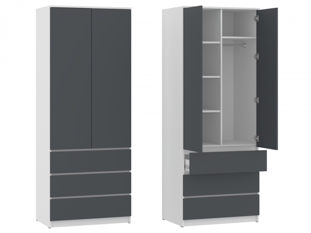 Шкаф гардеробный Пехотин 2 НС 2070х800х540 мм белый