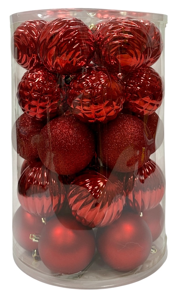 Куля новорічна різноманіття фактури і кольорів 30 шт 8 см в асортименті