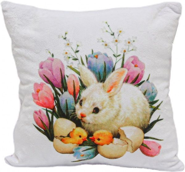 Подушка декоративная Заяц в цветах 28x28 см разноцветный Анна 