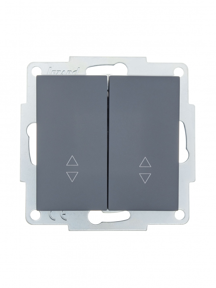 Выключатель проходной двухклавишный Lezard Vesna без подсветки шефилд грей 742-3488-106