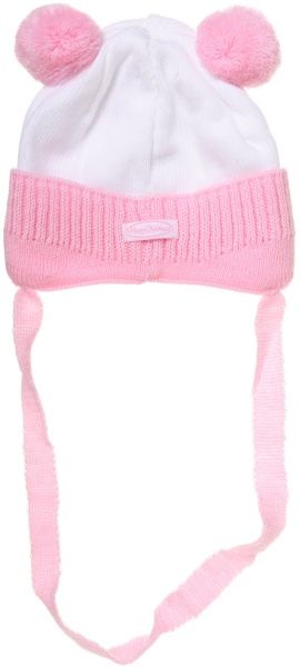 Шапочка детская для девочки Luna Kids р.36 белый с розовым 2105 