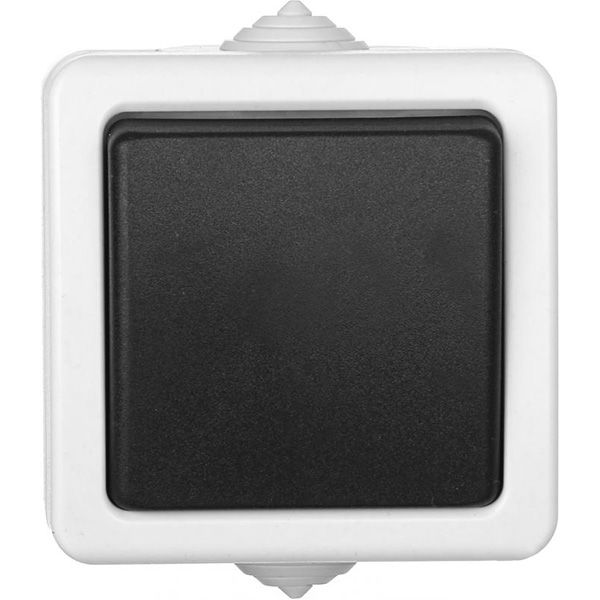 Вимикач вологозахищений одноклавішний Титан без підсвітки 10 А 220В білий із чорним 88619