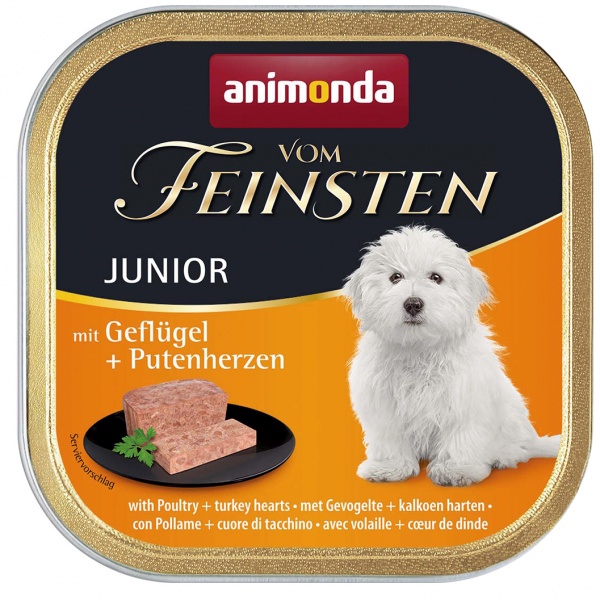 Консерва для усіх порід Animonda Vom Feinsten Junior with Poultry + Turkey hearts 150 г
