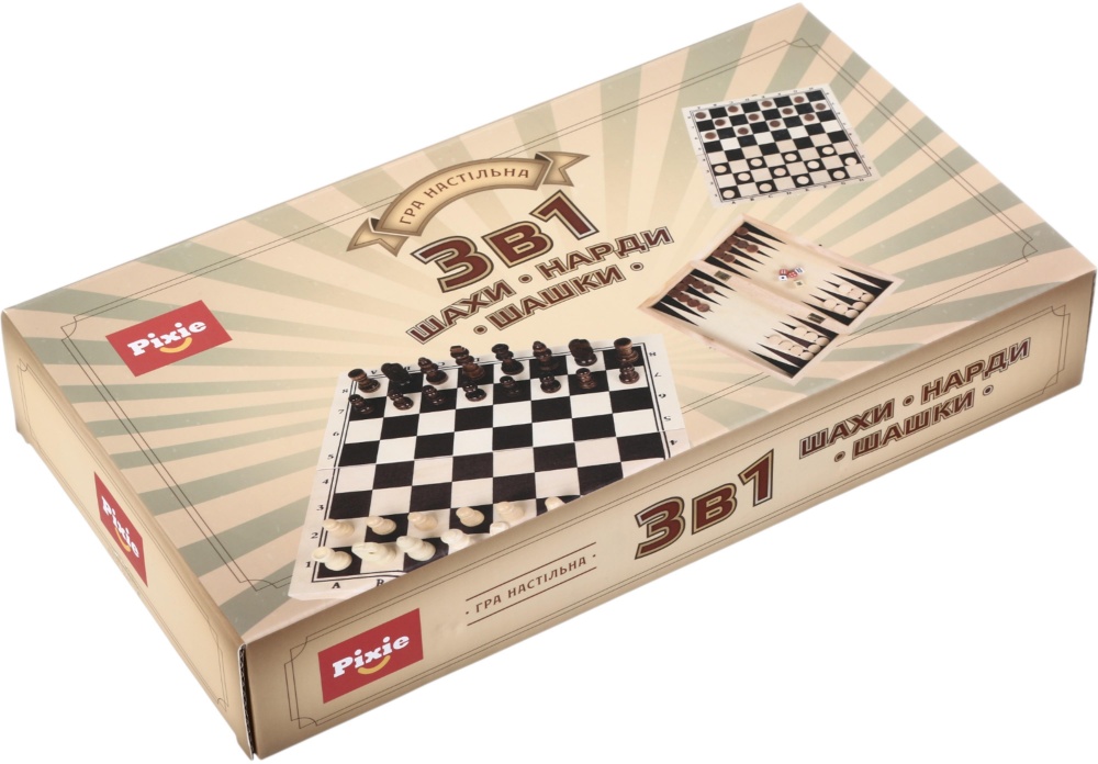 Игра настольная PIXIE 3в1 шахматы, нарды, шашки GT1025
