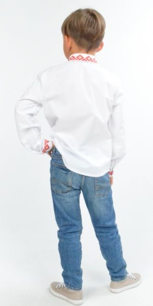 Вишиванка для хлопчиків Едельвіка 151-20/09 з червоною вишивкою р.128 білий 