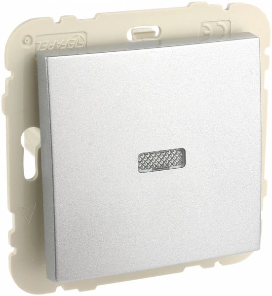 Вимикач одноклавішний Efapel Logus з підсвіткою 10 А 250В IP20 алюміній 21012 TAL