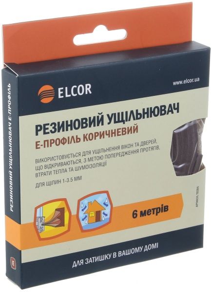 Уплотнитель самоклеящийся E-образный резиновый Elcor TEEB6 6 м коричневый 