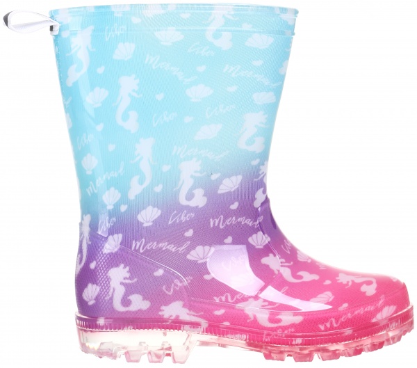 Чоботи гумові для дівчаток Русалонька mermaid розмір 31 рожевий із блакитним 