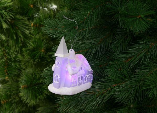 Новогодняя декорация Стеклянный домик 10x7x10,8 см с RGB-подсветкой