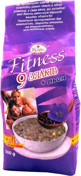 Суміш пластівців ТМ Козуб Продукт суміш Фітнес 9 злаків + льон в пакеті 500 г 4820094533989 