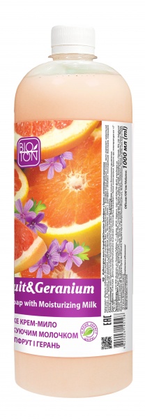 Крем-мыло Bioton Грейпфрут и Герань с увлажняющим молочком 1000 мл