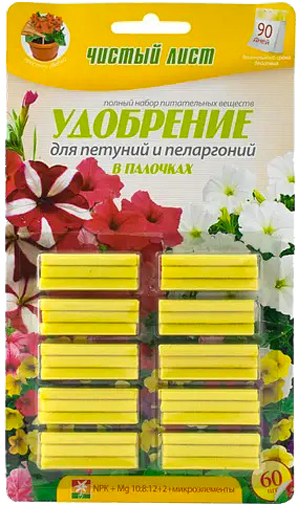 Удобрение в палочках Чистий Лист для Петуний блистер 60 шт