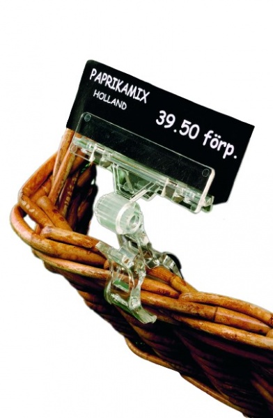 Тримач універсальний цінника з кутом нахилу 180° з широким зажимом пластиковий прозорий 5 шт. 