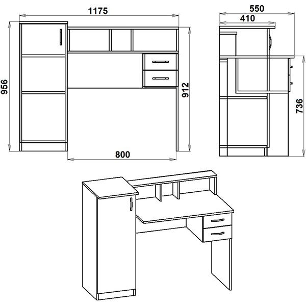 Стіл комп'ютерний Компанит ПІ-ПІ-1 горіх (кромка ПВХ)