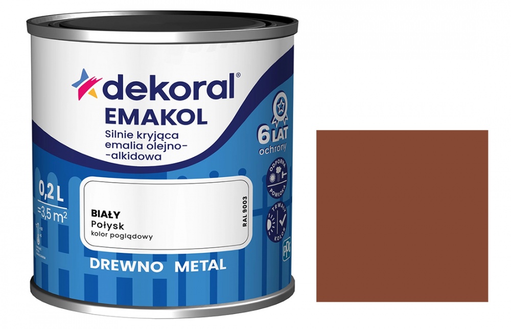 Емаль алкідна Dekoral Емаколь горіховий середній глянець 0,2л