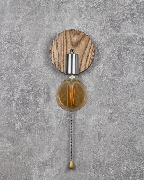 Бра Iterna Malme Темный ясень 1xE27 дерево темное LW024 