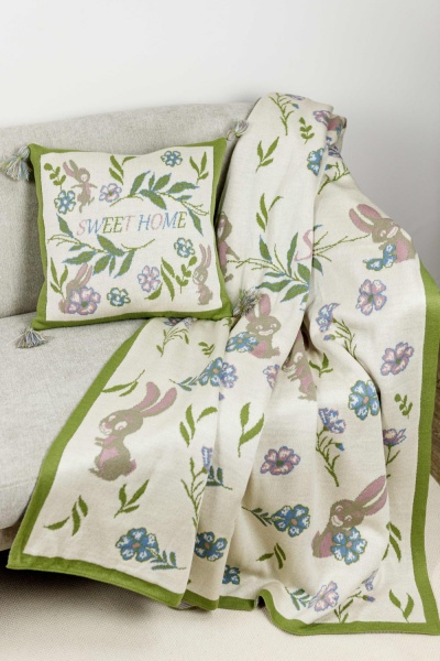 Плед Sweet home 130x170 см бежевый с рисунком