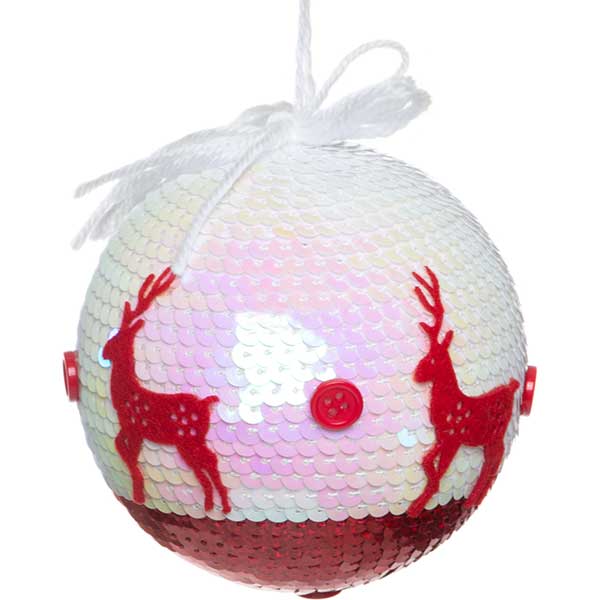 Шарик новогодний Олень Кантри SDA76810W 100 мм