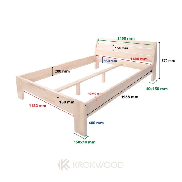 Кровать KROKWOOD Alisa 1,6 с ламелями 160x200 см бук 