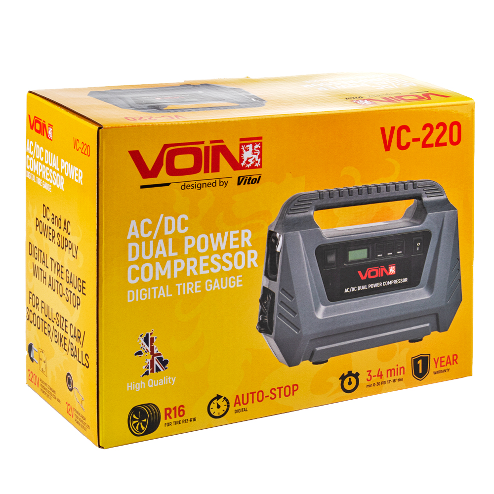 Компресcор автомобильный Voin 230В/12В VC-220