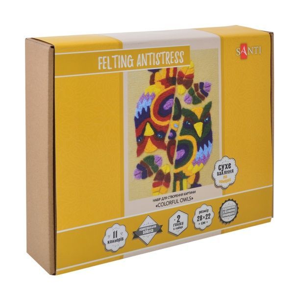 Набор, техника валяния для создания картины Colorful Owl 28x22 см 742424 Santi 