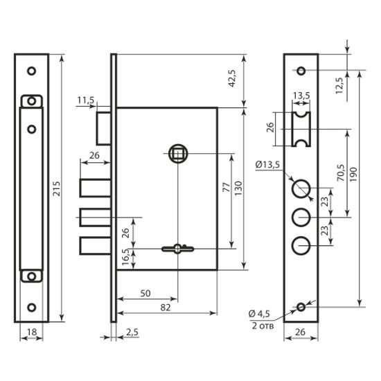 Дверний замок вхідний Bruno BR-77 нікель