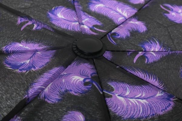 Зонт Перья, складной, полуавтомат фиолетовый 