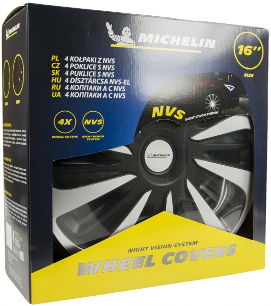 Ковпак для коліс Michelin Calibre Silver Black 31111 R15 4 шт. срібний/чорний 