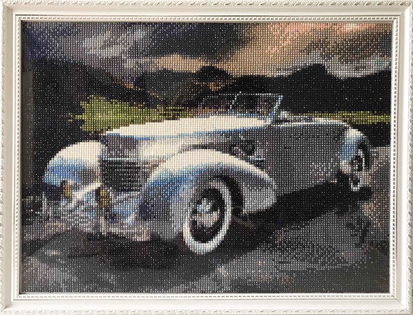 Набір для творчості зі стразами з багетом Ретро авто 40x50 см 188108 Діамантові ручки 