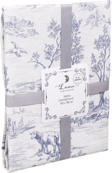 Скатерть Selena 140x180 см белый с синим Luna 