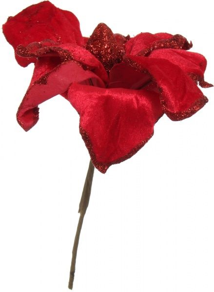 Декорація новорічна Магнолія 25 см червоний