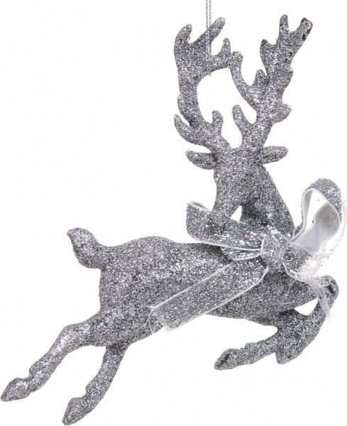 Декоративная подвеска Олень E2356S 10 см серебро