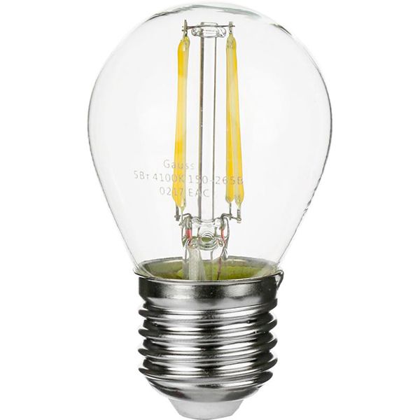 Лампа светодиодная Gauss Black Filament G45 5 Вт E27 4100 К 220 В прозрачная 105802205 