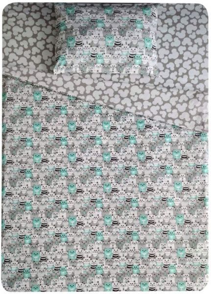 Комплект постельного белья Стильные коты 1,5 бело-черно-серый UP! (Underprice) 