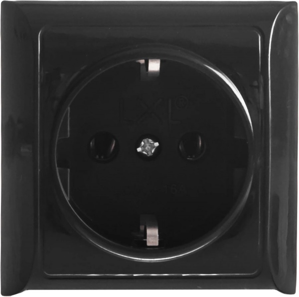 Розетка с заземлением LXL Terra без шторок без крышки черный 2211 BLACK