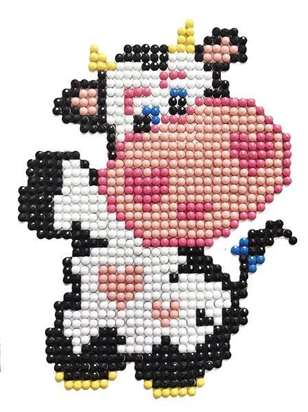 Набор для творчества со стразами (наклейка) Веселая коровка 11x15 см Діамантові ручки 